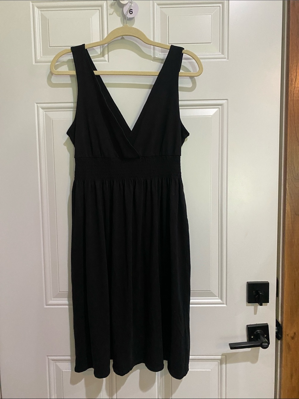 Old Navy Black V-Neck Sleeveless Midi Dress with Smocked Waist